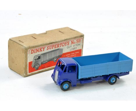 Dinky No. 511 Guy 4 Ton Lorry. First Type. Blue Cab and Chassis with lighter blue back and hubs. Very good to excellent, the 