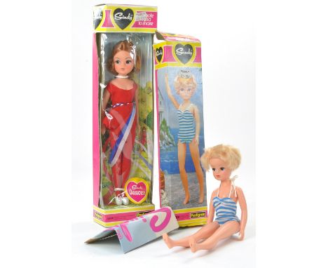 Pedigree Vintage Sindy Doll Duo comprising No. 44713 1982 Short Hair Figure with Swimsuit and Sunglasses (broken), inc leafle