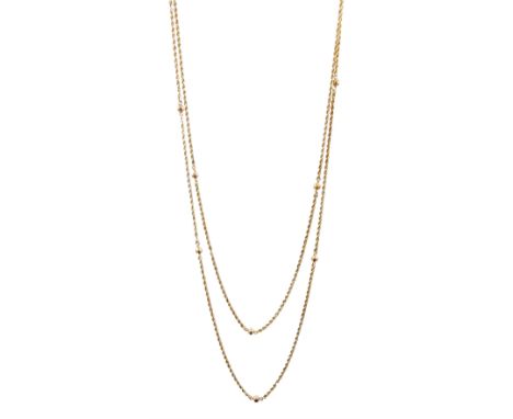 Early 20th century 10ct gold rope and ball link chain necklaceCondition Report:Approx 15.95gm, tested 10ct, length = 140cm, c