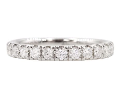 18ct white gold round brilliant cut diamond half eternity ring, hallmarked, total diamond weight approx 0.40 caratCondition R