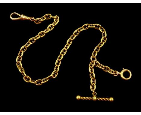 Early 20th century 19ct gold anchor link Albert watch chainCondition Report:Approx 15gm, chain and T bar tested 19ct, replace