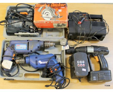 A quantity of mixed electrical tools
