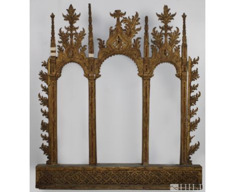Triptych Framing for Altarpiece  (Spain, 15th Century or later)  Attributed to Spanish School  Architectural Element  Giltwoo