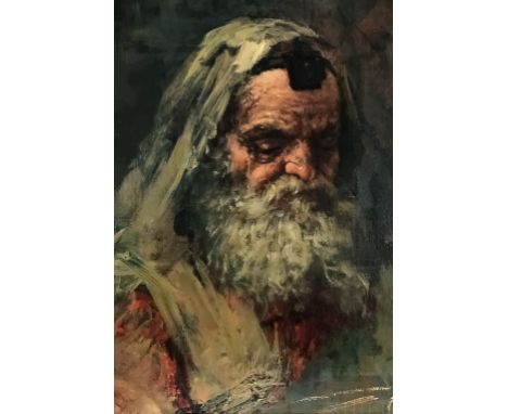 Adolph Pichler, attributed to  (Hungarian, 1835-1905)  Portrait of a Bearded Rabbi  Oil on Canvas Mounted on Board, circa 190