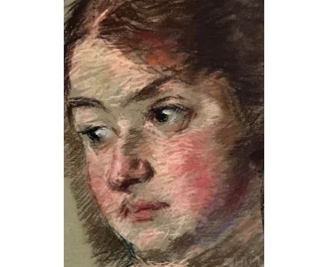 Edmund Pick-Morino, attributed to  (Austrian, 1877-1958)  Study of a Girl's Head, Portrait  Chalk on paper  Oval Sight: 13 1/
