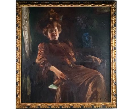 Jehudo Epstein  (Polish, 1870-1946)  Portrait of a Lady, Frau Knoepfelmacher (circa 1906)  Oil on canvas  Signed and dated, L