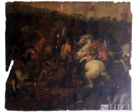 Style Of Old Master  (European, 19th Century)  Battle Scene with Roman or Greek Warriors  Oil On Canvas  Canvas: 32 1/2 in. x
