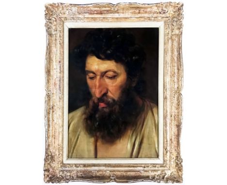 Gustave Wappers  (Belgian, 1803-1874 )  19th Century, Portrait of a Rabbi  Oil on canvas  Bears: Red estate stamp, Lower righ