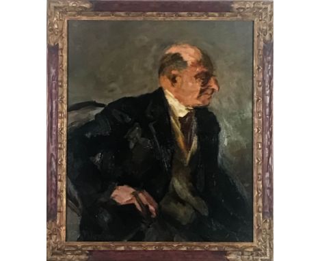 Edmund Pick-Morino  (Austrian, 1877-1958)  Portrait, Chief Editor Julius Bauer  Oil on Canvas  Signed, Lower left  Canvas: 32