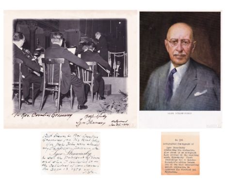 Igor Stravinsky  (Russian, 1882-1971)  Composer, Conductor and Pianist, Russia  Neo-Classical Era  Circa 1956  1) Autographed