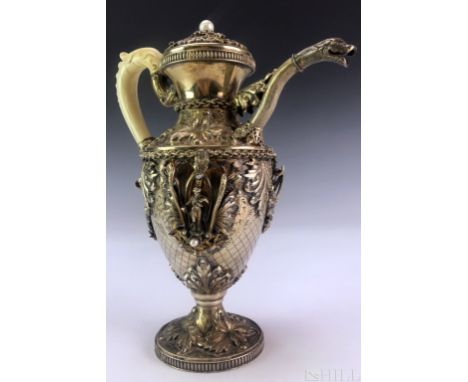 Silver Jeweled Pitcher  (Austrian, 19th Century or later)  Attributed to Austrian School  Silver Semi-Precious Stones, Natura