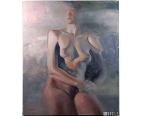 Jack Endewelt  (American, 1935-2006)  Portrait of a Nude Woman  Oil on Canvas  Signed, Lower left.  Canvas: 62 in. x 52 in.  