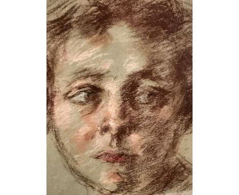 Edmund Pick-Morino, attributed to  (Austrian, 1877-1958)  Study Young Girl, Portrait  Chalk on Paper  Oval Sight: 13 1/2 in. 