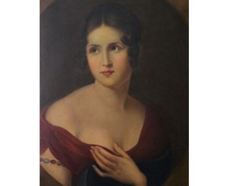 V. Bianchinie, after  (Italian, 20th Century)  Portrait of a Lady  Oil on Canvas  Label on Verso reads Viole Petrarca H. Fire