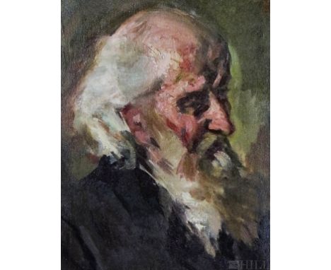 Edmund Pick-Morino, attributed to  (Austrian, 1877-1958)  Portrait, Profile of a Bearded Man  Oil on canvas  Canvas: 22 1/8 i