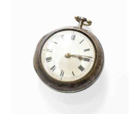A Silver Pair Cased Verge Pocket Watch, single chain fusee verge movement signed Willm Winston Brecon, both cases with maker'
