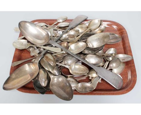 A Collection of Assorted George III and Later Silver Flatware, various patterns, 57oz 15dwt, 1,796gr; Together With four vari