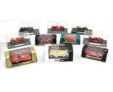 Various Model Racing Cars. including White Box Daimler Double Six; Brumm Maserati 250F, Ferrari 500 F2 and Alfa Romeo Silvers
