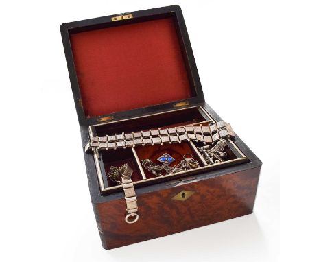 A Quantity of Silver and White Metal Jewellery, including an enamel Charles Horner brooch (a.f.); a Victorian two row box lin