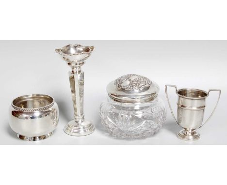 Four Assorted Silver Items, comprising a sugar-bowl, with gadrooned border, by Mappin and Webb, Birmingham, 1923; a silver ta