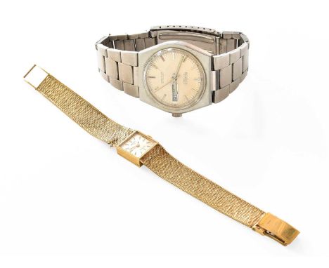 A Lady's 9 Carat Gold Rotary Wristwatch and an Ingersol Stainless Steel Automatic Wristwatch, (2)Gold Watch: 23.5 gramsLady's