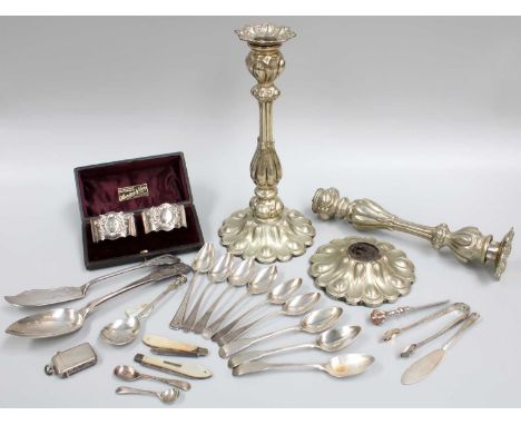 A Collection of Assorted Silver and Silver Plate, the silver including a cased pair of napkin-rings; a vesta-case and assorte