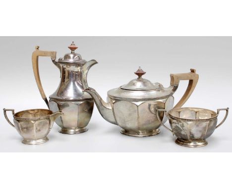 A Four-Piece George V Silver Tea-Service, by George Howson, Sheffield, 1931, each piece tapering and with octagonal lower bod