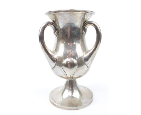 Art Nouveau Silver Pedestal Trophy cup with three handles by Norton White, Birmingham 1921, 19cm in Height. 516g total weight