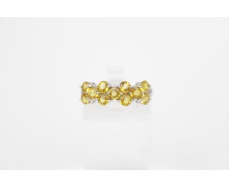 9ct White Gold Citrine set dress ring 2g total weight 