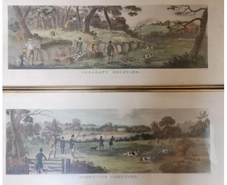 Pair of Gilt Framed engravings by T Sutherland entitled 'Partridge Shooting' and 'Pheasant Shooting' published by R Ackermann