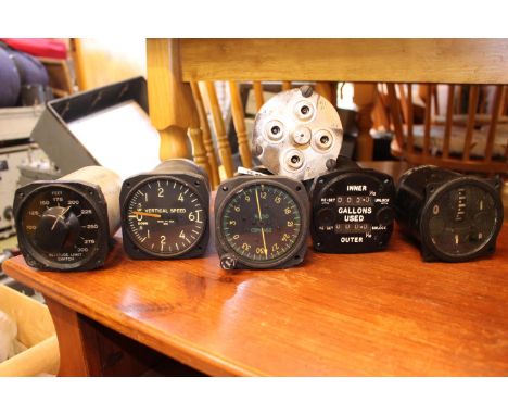 6 assorted Dials and instruments inc. Vertical Speed Dial, Radio Compass Coax Switch 