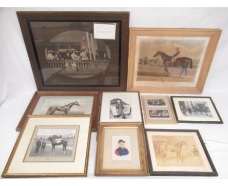 York Racecourse Collection - Collection of photos and prints to inc. Photograph of the Royal Box Doncaster c1908, framed 2 po