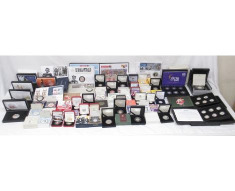 Large collection of silver proof coins from the Royal Mint, Pobjoy Mint, etc. to inc. Paddington Bear Silver 50p, 1 ounce Jam