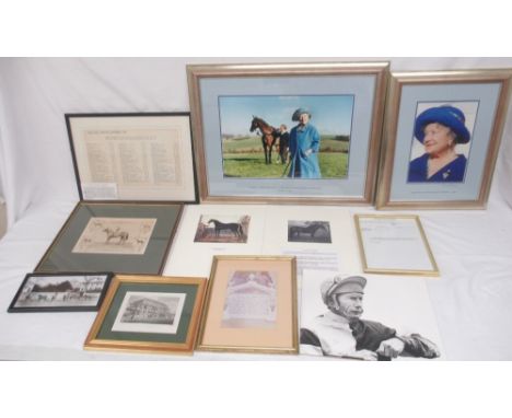 York Racecourse Collection - Large collection of framed and loose pictures and prints to inc. Photograph of the Queen Mother 
