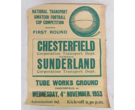 National Transport Amateur Football Cup Competition First Round Chesterfield Corporation Transport Dept. Versus Sunderland Co