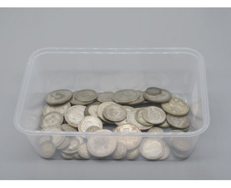 Collection of Post 1920/Pre-1947 GB silver content coins to inc. florins, shilling, 3d, etc. (gross 9ozt)Shipping £28.00 plus