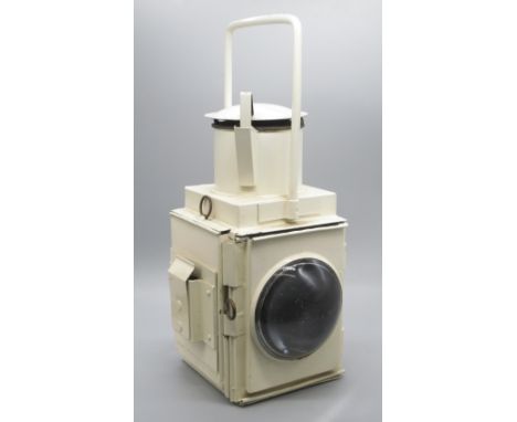 B.R.CE. painted white railway lamp, H approx. 46cm Shipping £48.00 plus vat (UK Only)