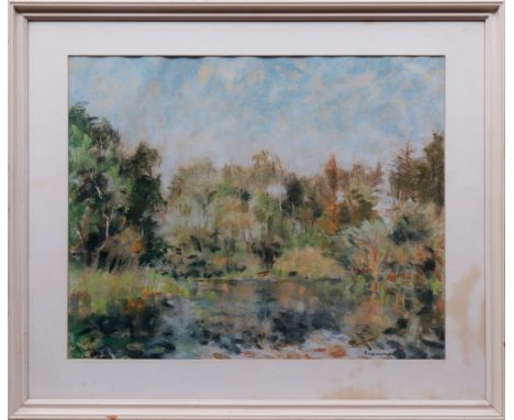 Lothar Malskat (1913, Königsberg - 1988 in Wulfsdorf bei Lübeck) Das Lübecker Deepenmoor, 1953, Pastellkreide auf Papier, u.l