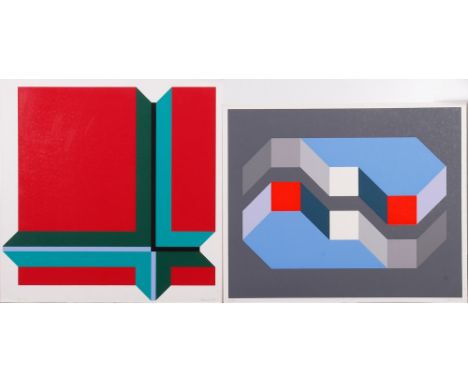Ferenc Kurucz (1939, Budapest) geometrische Formen, 2 Siebdrucke, 1972 u. 1974 u.r. bleistiftsign. "Kurucz" u. dat., Ex. 68/1