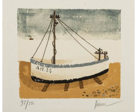 * Mary Fedden [1915-2002]-Aldeburgh Fishing Boats,:-lithograph signed and numbered 97/15023 x 28cm.