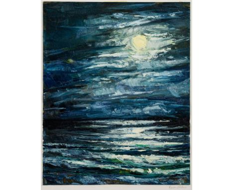 * Brian Graham [Contemporary] - Moonlight over the Ocean; A Stormy Sunset,:- two, one signed in the mount, oils on canvas boa