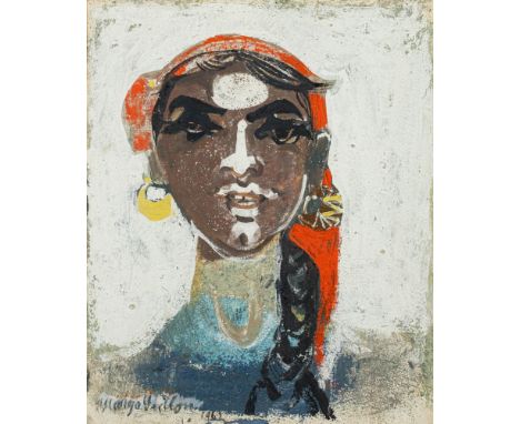 * Margo Veillon [1907-2003]-Nubian Portrait,:-signed and dated 1962mixed media, 42 x 34cm.