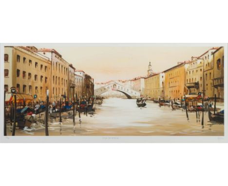 * Hendersen Cisz [b.1960]-View of Venice,:-print, signed and inscribednumbered 35/195, 37 x 84cm.