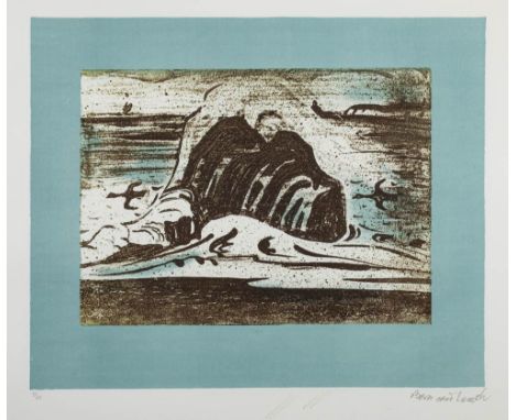 * Bernard Leach [1887-1979]-Cornish Coast Tile,:-photo-lithograph, signed and numbered 61/100 in pencil blindstamp bottom lef