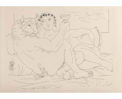 After Picasso -Minotaur and Woman,:-print, 77 x 107cm.