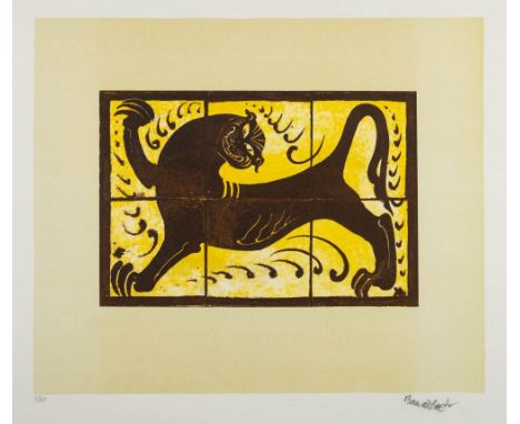 * Bernard Leach [1887-1979]-Lion Tile,:- photo-lithograph, signed and numbered 63/100 in pencil blindstamp bottom left margin
