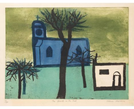 * Helena Markson [1934-2012],:-The Church on The Hill, lithograph, signed inscribed and numbered 12/100, 57 x 78cm, together 