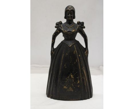 A VERY HEAVY, VINTAGE CAST LADY DOOR STOP, HEIGHT 38CM 