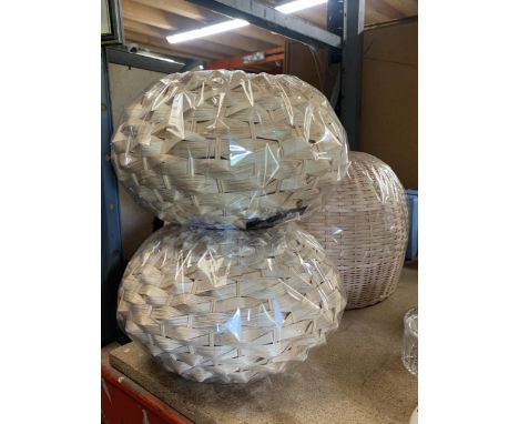 THREE AS NEW WHICKER LIGHT SHADES IN PACKAGING 