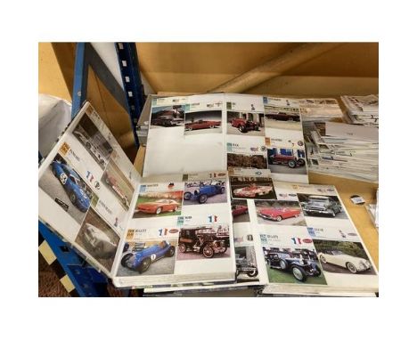 THREE ALBUMS CONTAINING APPROXIMATELY 645 VINTAGE CAR ELATED POSTCARDS IN THREE ALBUMS 